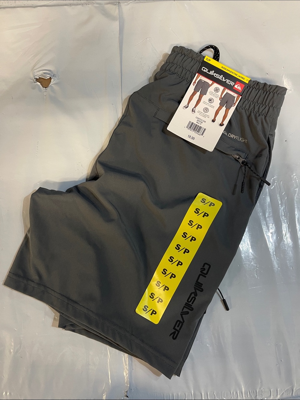 Quiksilver Men’s Gray Hybrid Swim Shorts with Black Logo